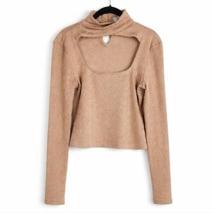 Elliatt Revolve Carlisle Cutout Mock Neck Textured Knit Party Top Nude S